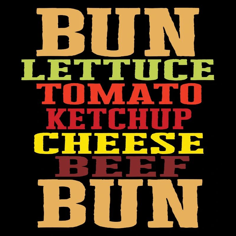Burger Ingrédients Typographie Construction du cheeseburger