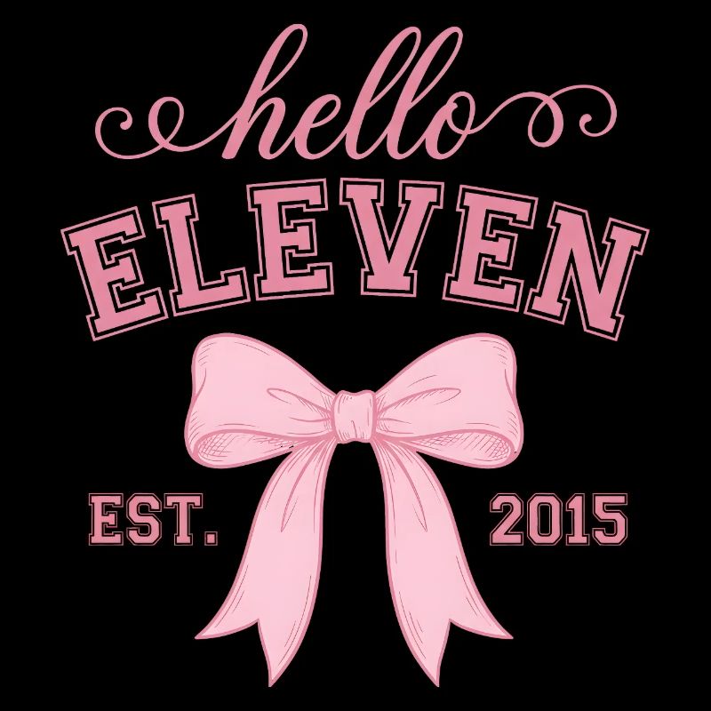 Hello Eleven Est 2015 Pink Bow Design