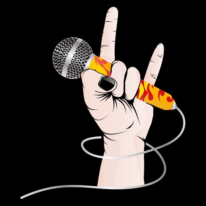 Hand eines Rock Sängers hält ein Gesangs Mikrofon