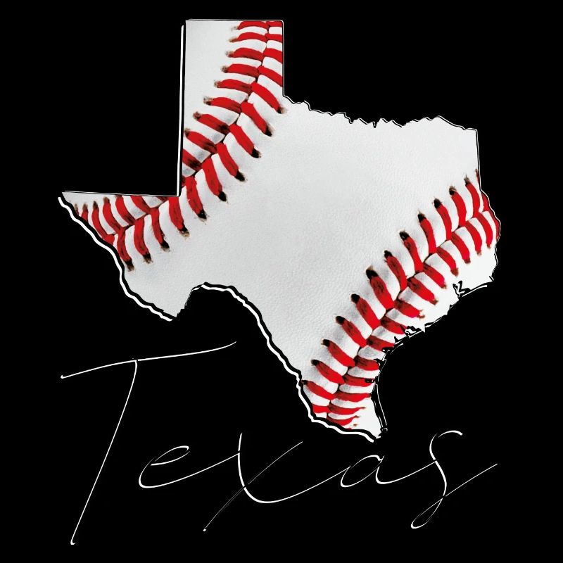 Real Baseball in Texas State Map TX