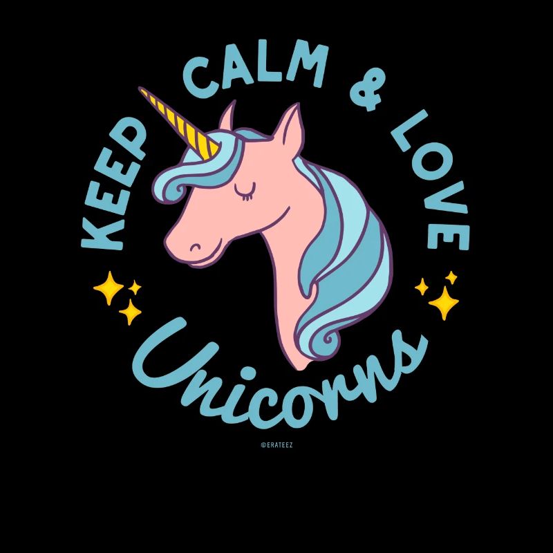 Keep Calm and Love Unicorns Blue Tshirt