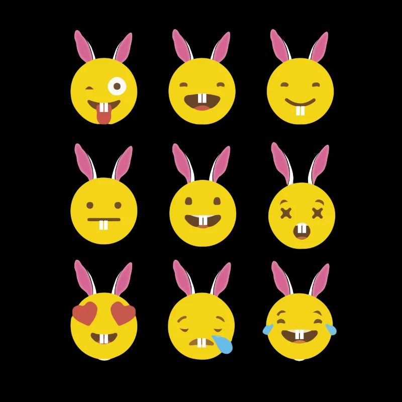 Beaucoup d'Emojis avec des oreilles de lapin de Pâques Funny Pascha