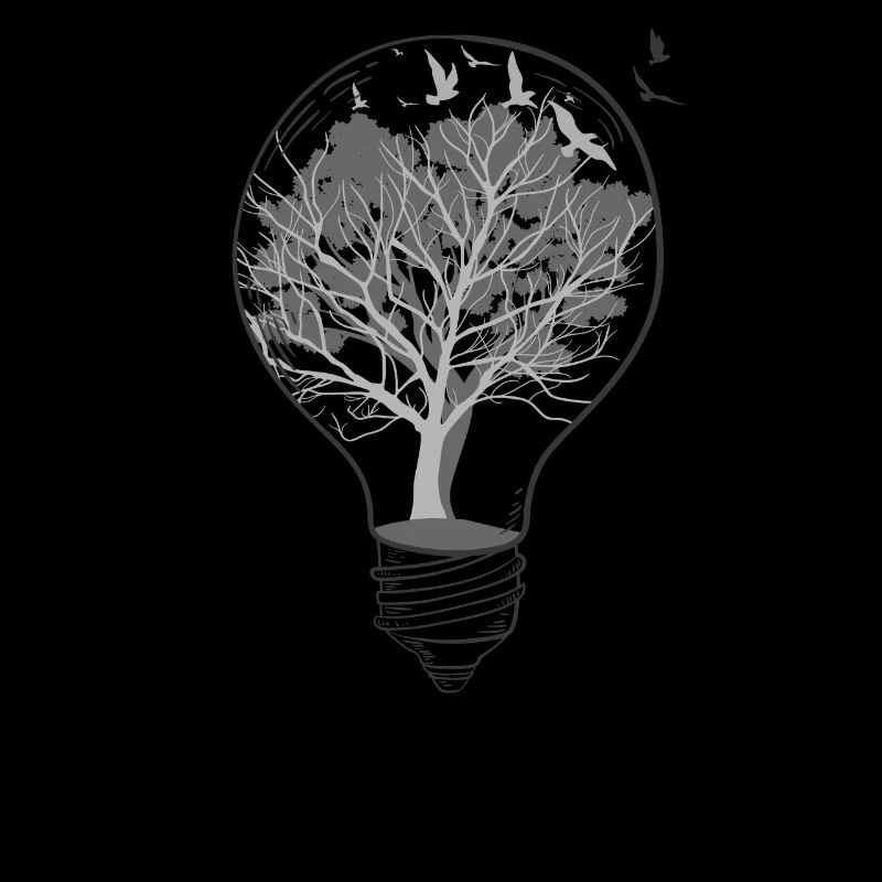 Lightbulb Trees Black White