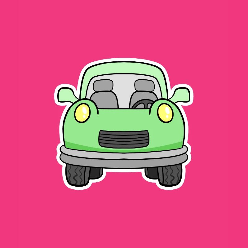Vue frontale joyeuse de chariot vert