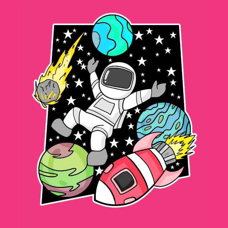 Astronaut in space with rocket
