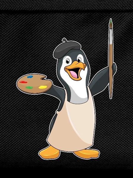 Penguin Painter Brush Painting