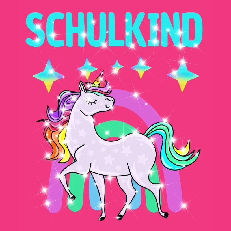 Schulkind Glitzer Einhorn mit Regenbogen