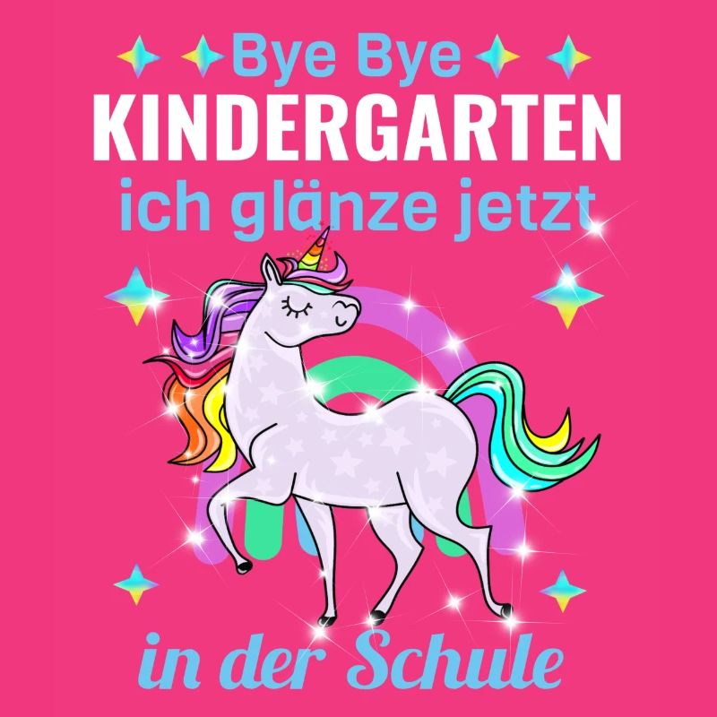 Bye Bye Kindergarten Glitzer Einhorn Einschulung