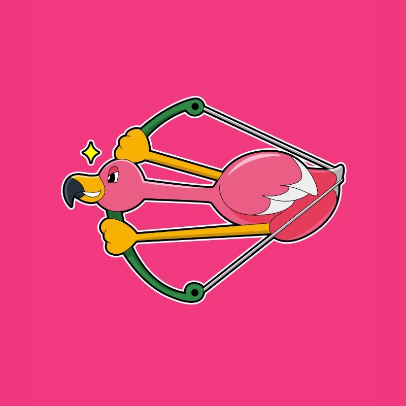 Flamant rose comme une flèche avec arc