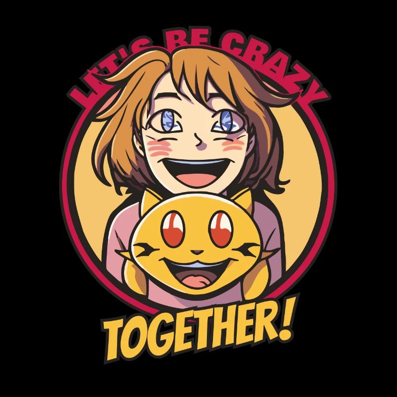 Lachendes Mädchen mit Katze Lustig Bunt