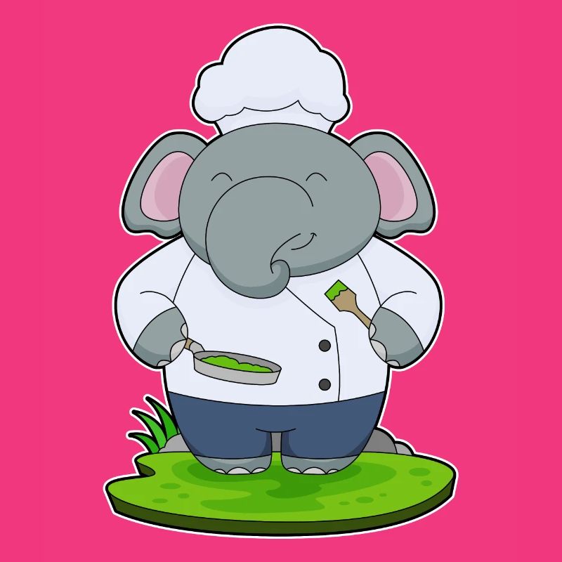 Cuisson à la poêle de cuisson d’éléphants