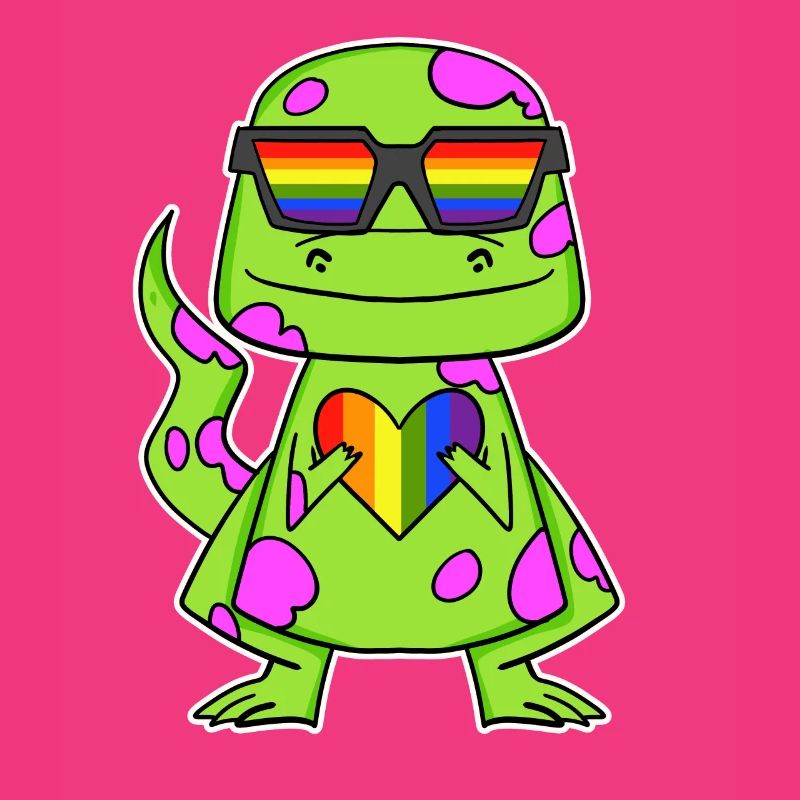 Dino Regenbogen Herz Dinosaurier