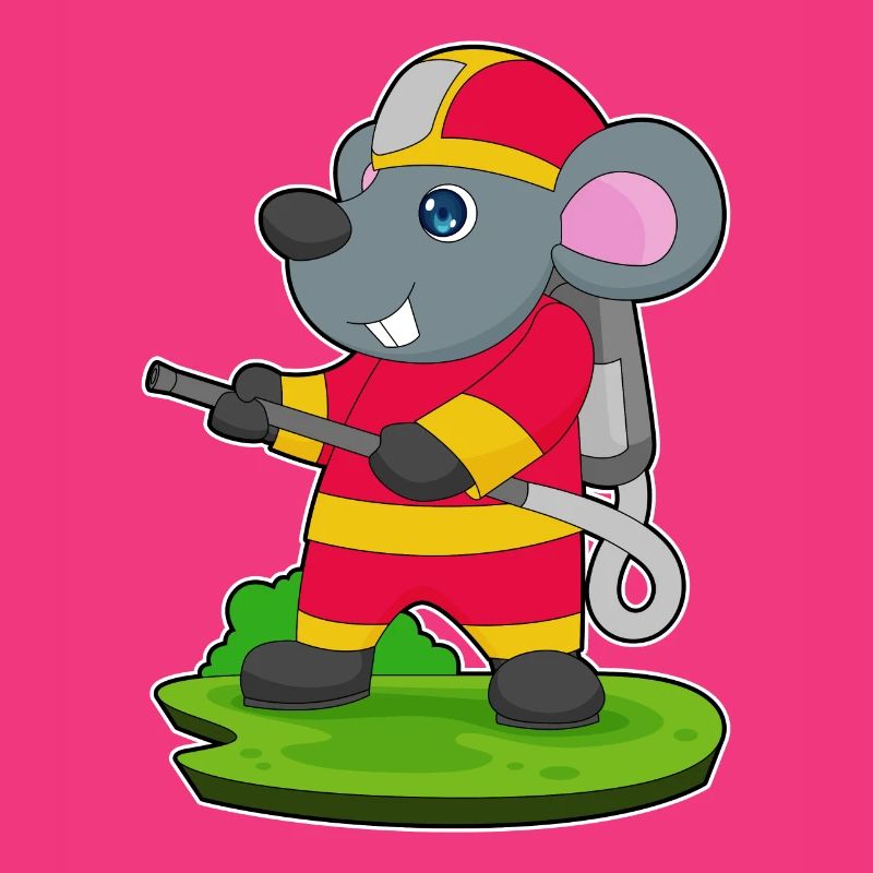 Mouse Firefighter Fire Hose Fire Hose Fire Brigade