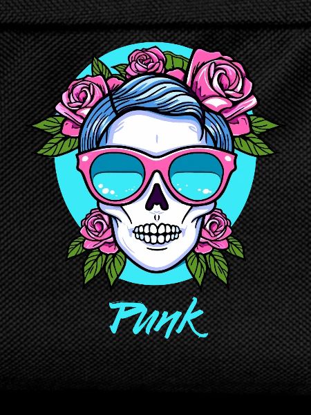 Punk skull and roses