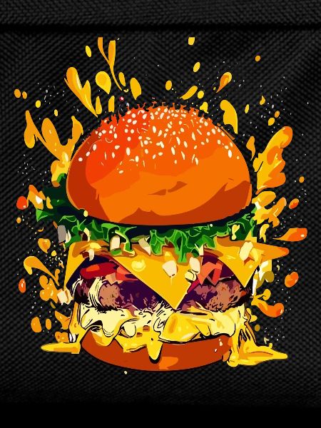 Extravaganter Cheeseburger mit Käse Splatter