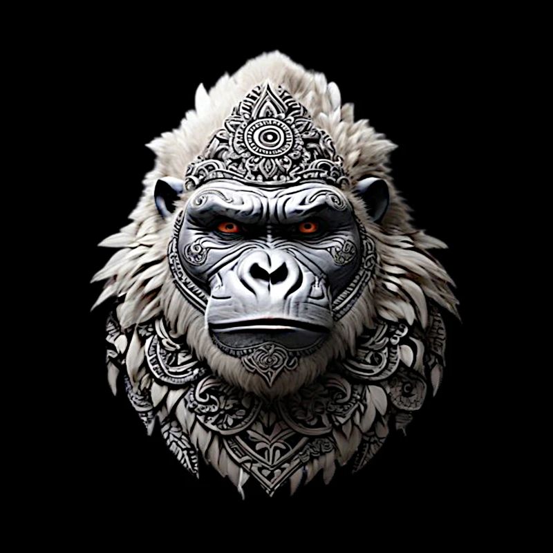 Tête de Gorille Tatouage Tribal Gorille Blanc