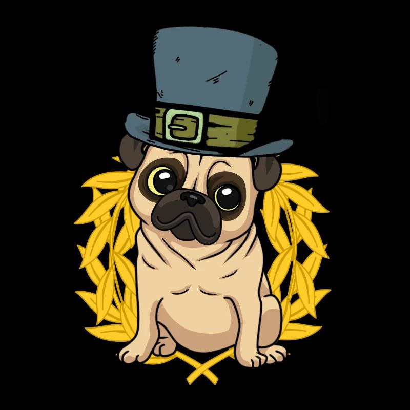 Hund Mops Hut Lorbeerkranz