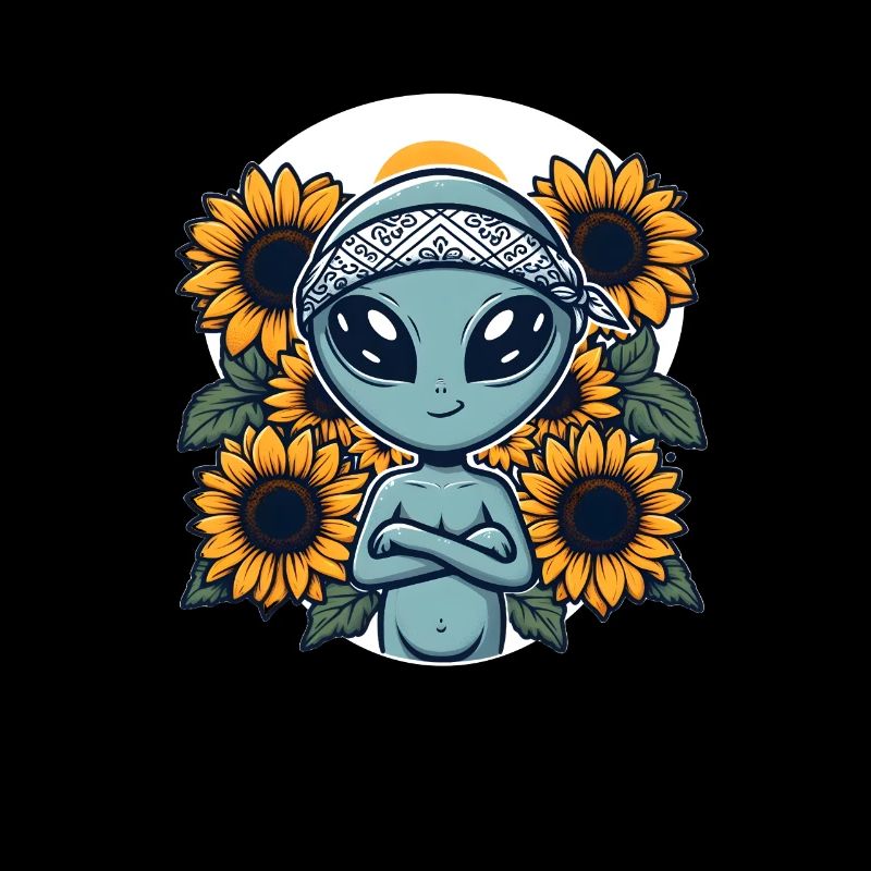 Alien Bandana Sunflowers Sci-Fi