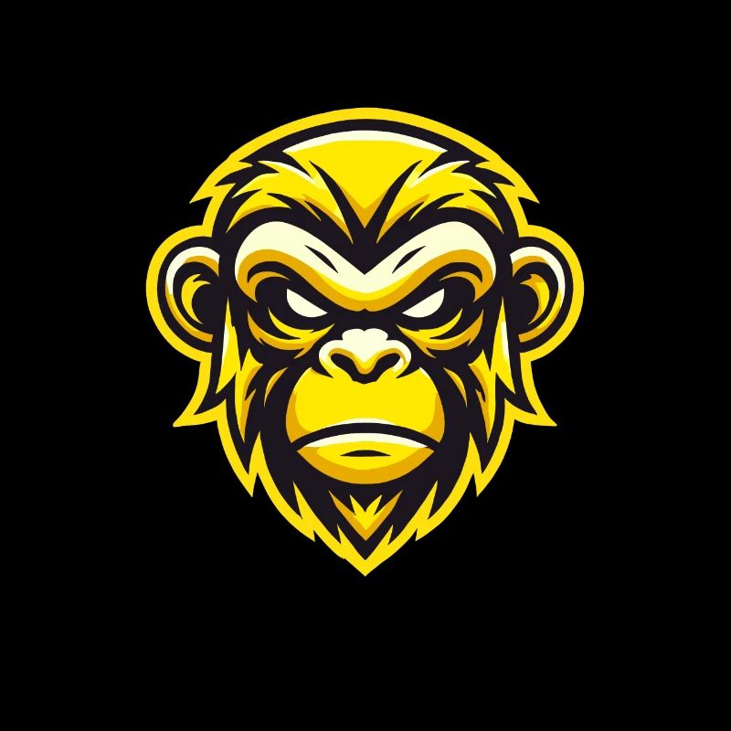 Yellow Fierce Monkey Face Design