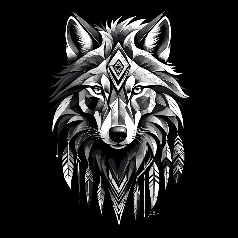 Native American Geometric Wolf