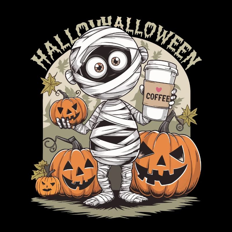 Merry Halloween Mummy with Pumpkins