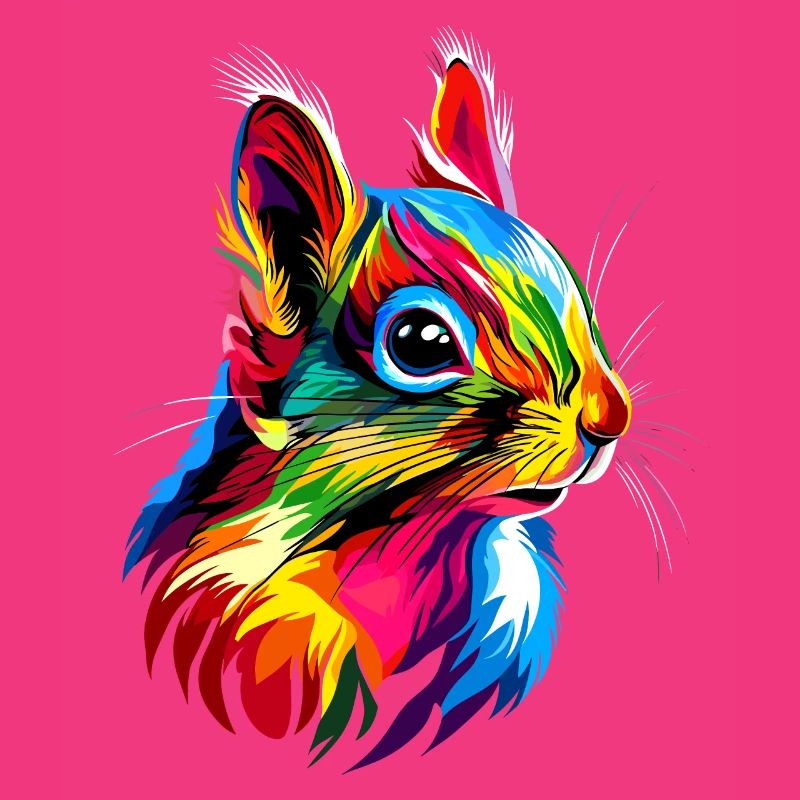 Eichhörnchen Kopfhörer Bunt Popart DJ Eichhörnchen