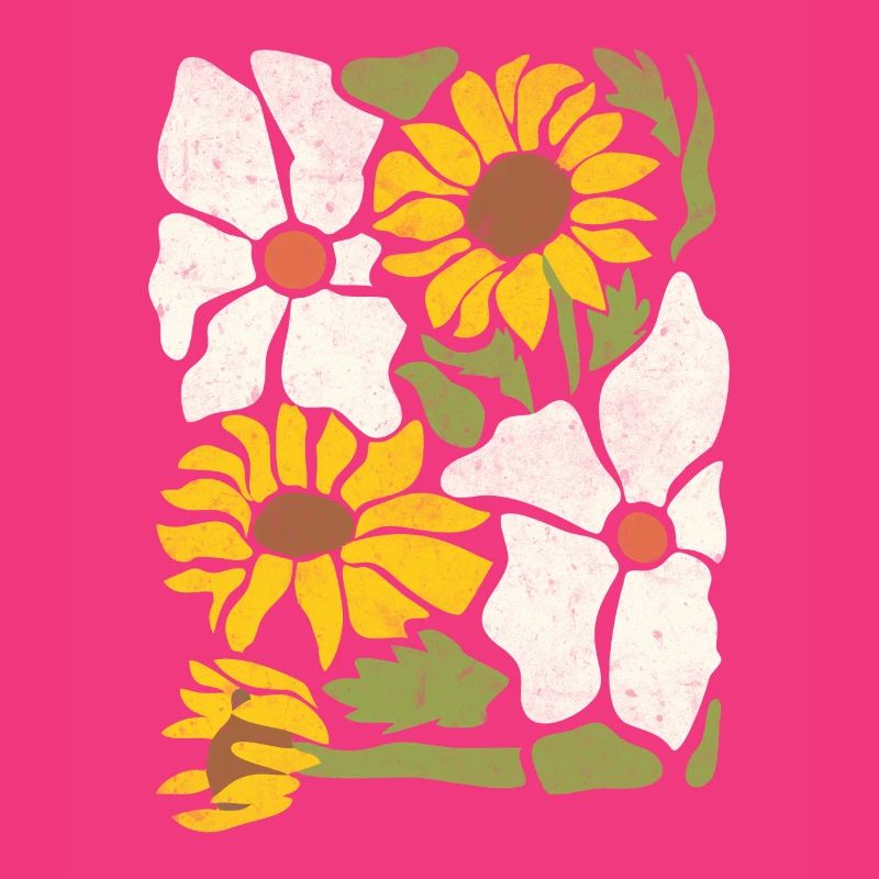 Boho Wildblumen mit Sonnenblumen und Gänseblümchen