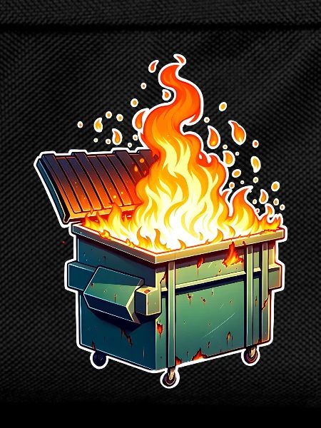 Burning garbage can