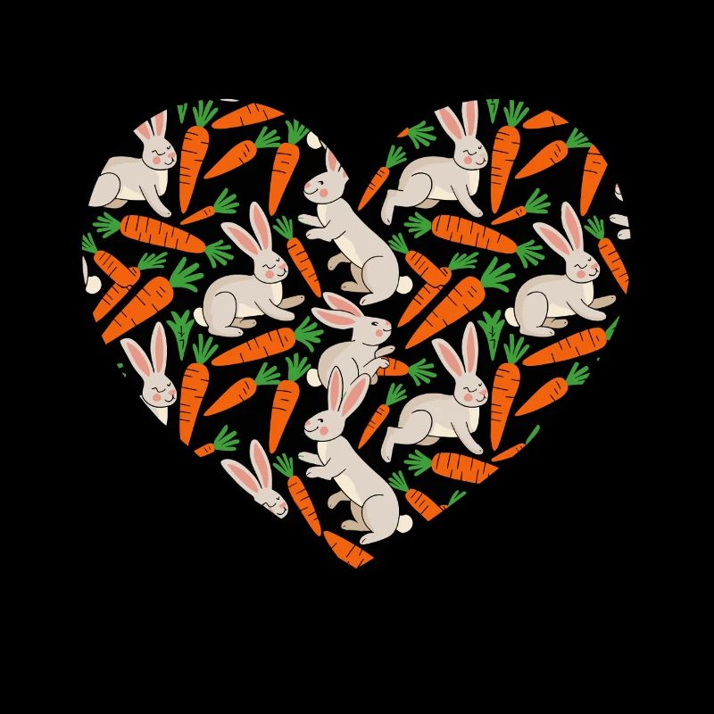 Heart with bunny and carrot pattern for Easter