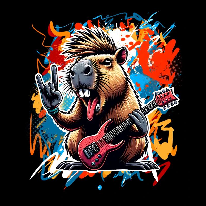 Capybara Rock and Roll Gitarrist E Gitarre