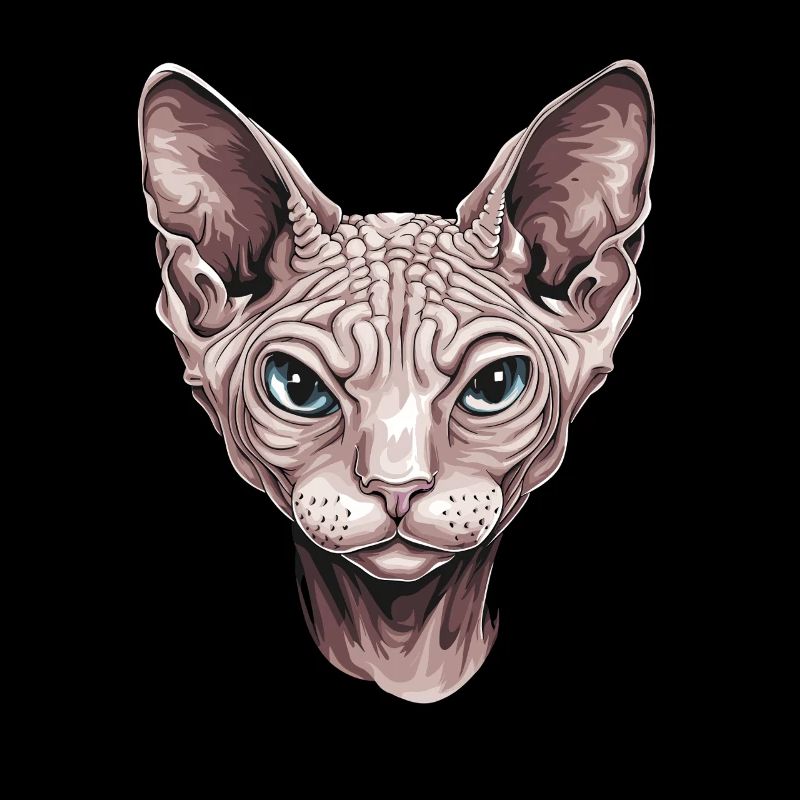 Fascinante œuvre d’art de portrait de chat Sphinx