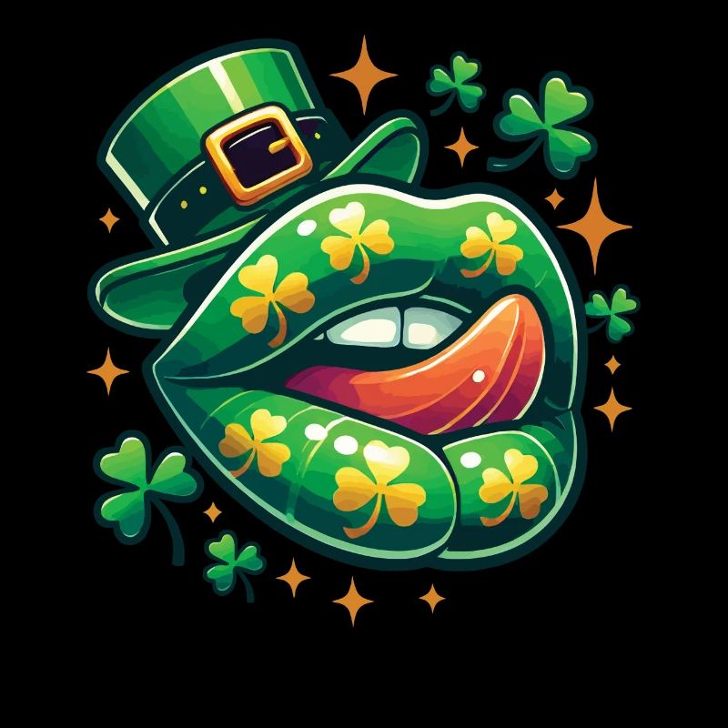 Saint-Patrick Funny Clover Lips