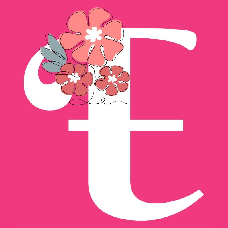 Lettre e fleurs minimalistes