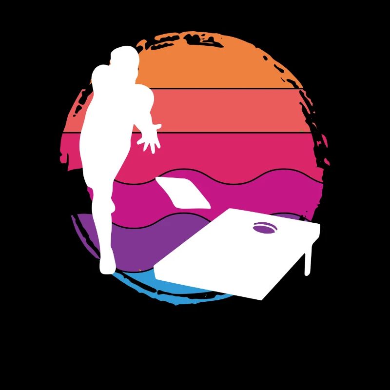 Cornhole Player Sunset Silhouette