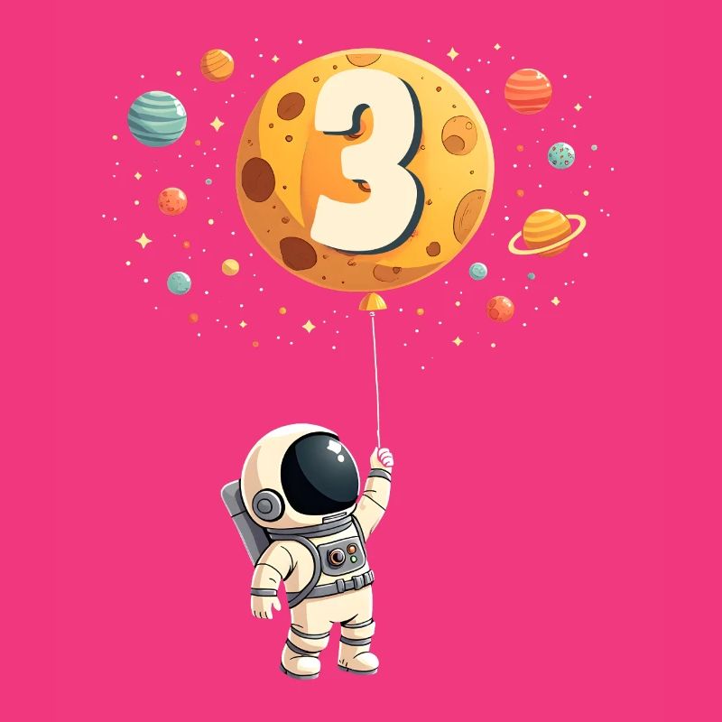 Cute Astronaut 3rd Birthday Boy Outer Space