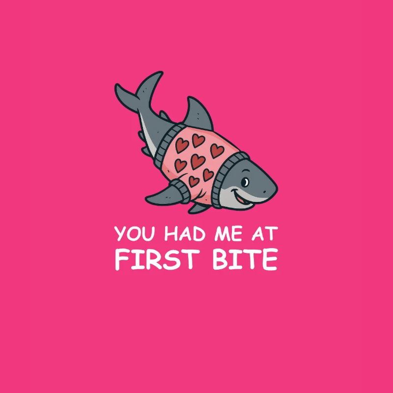 Pull requin avec cœur – Vous m’avez eu à la première bouchée