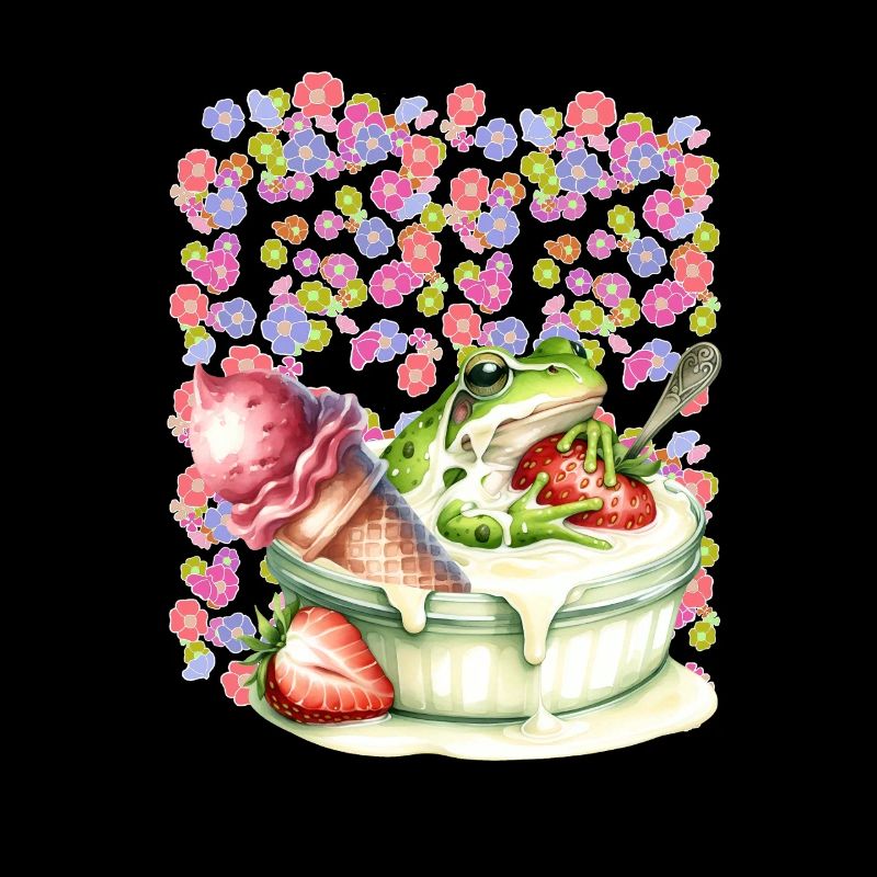 Frog Frogs Dessert Cream Cream Strawberry