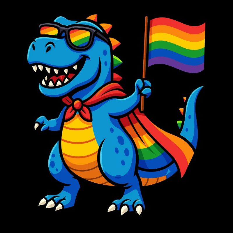 Pride Dino mit Regenbogen Cape