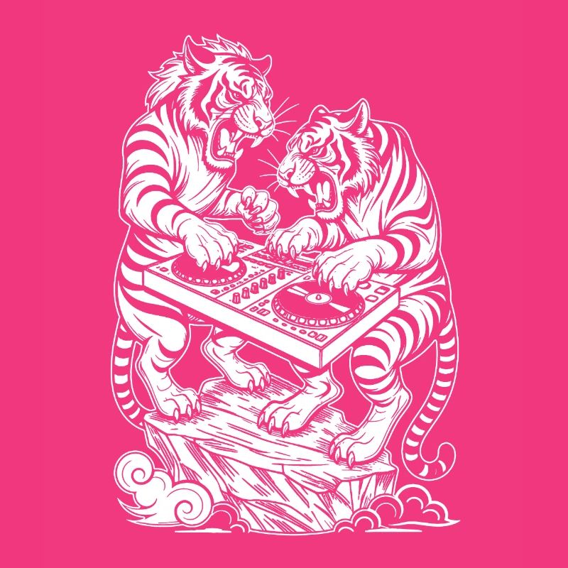 Techno DJ Shirt: Raver Tiger in Electro Vibes