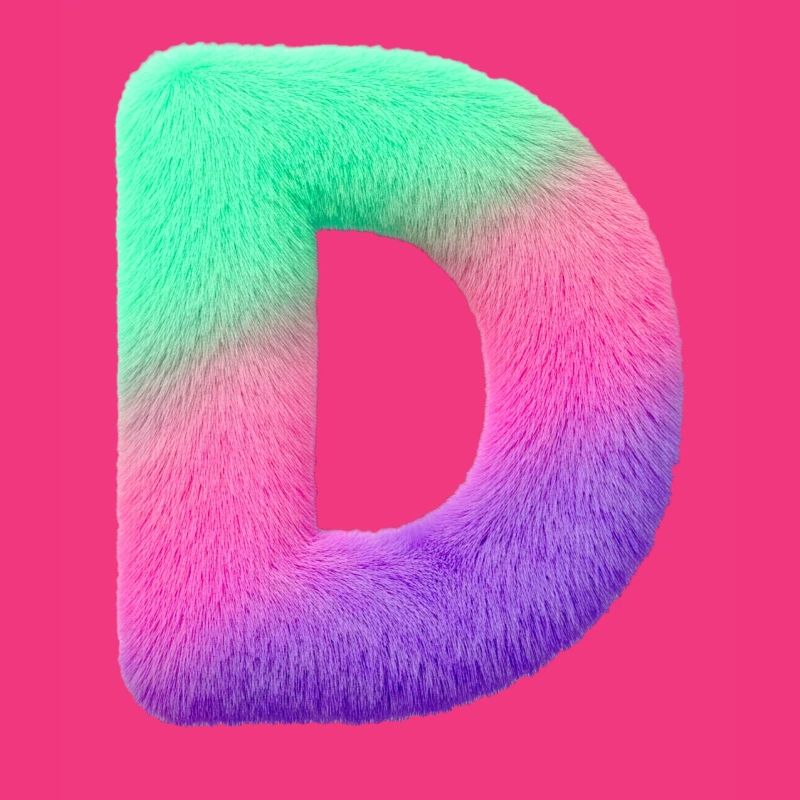D - Buchstabe in Fell Optik u. Farbverlauf
