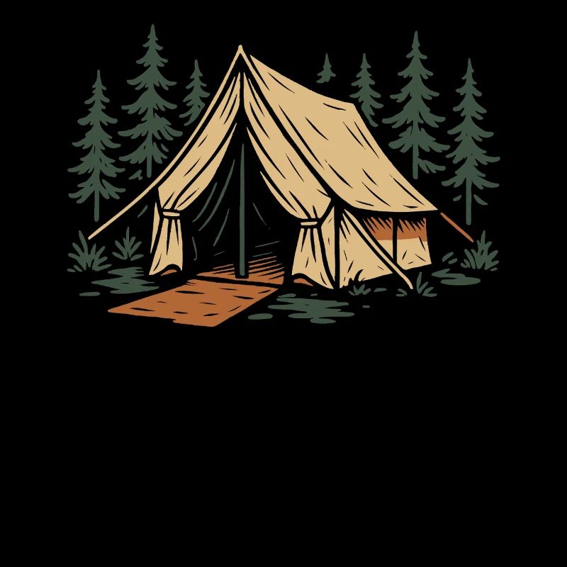 Funny camping adventure tent forest