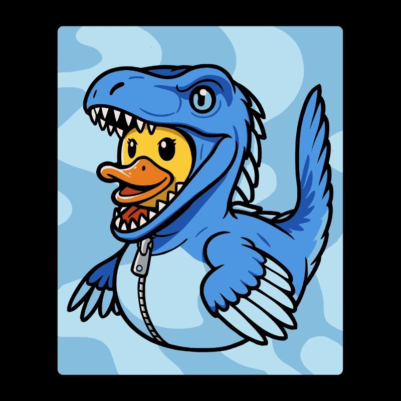 Fabelhafter Velociraptor mit Gummiente