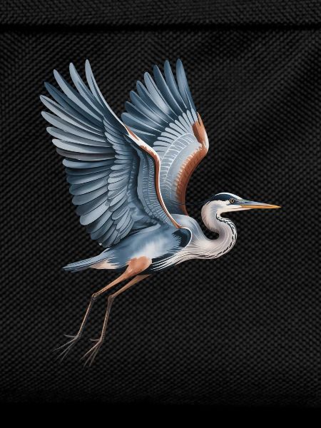 Elegant heron with outstretched wings