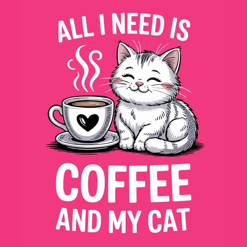 Conception de citation de café et de chat