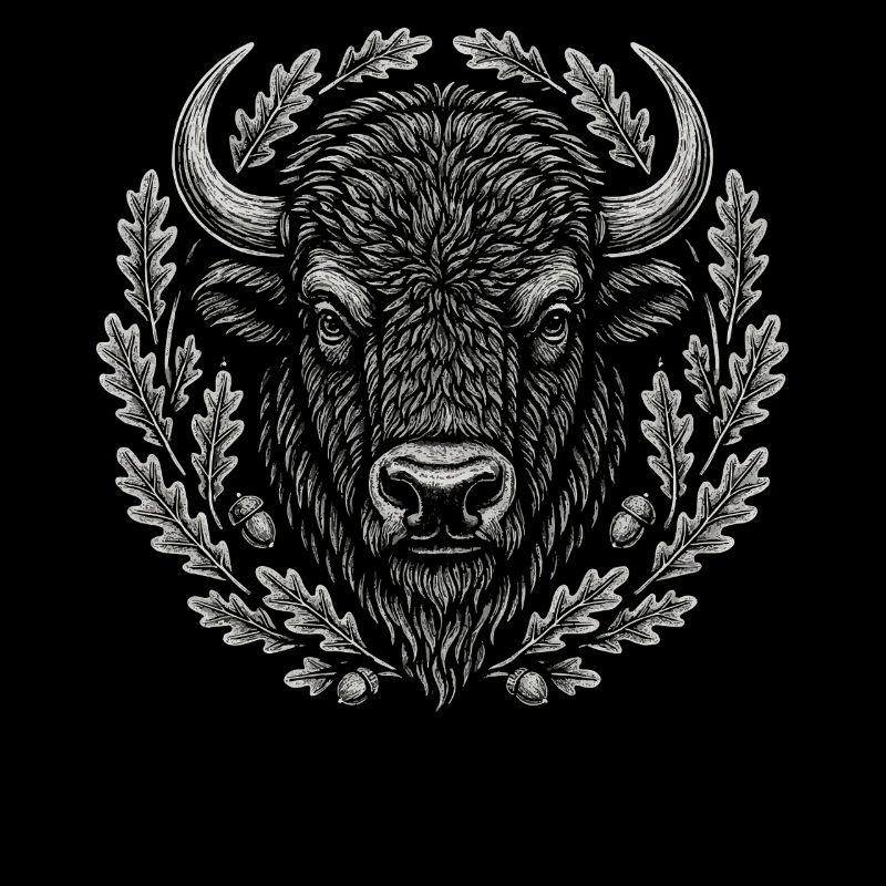 Europäischer Bison mit Eichenkranz Kunst