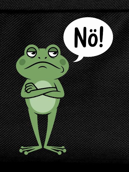 Skeptical frog with nope saying