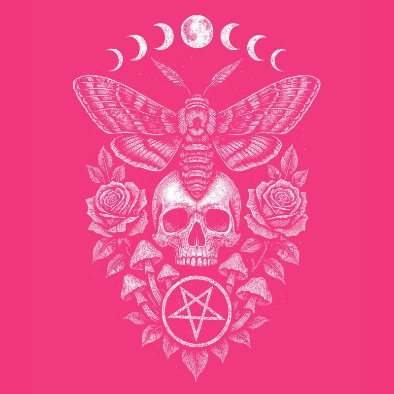 Moon Phases Moth Skull Occult Art