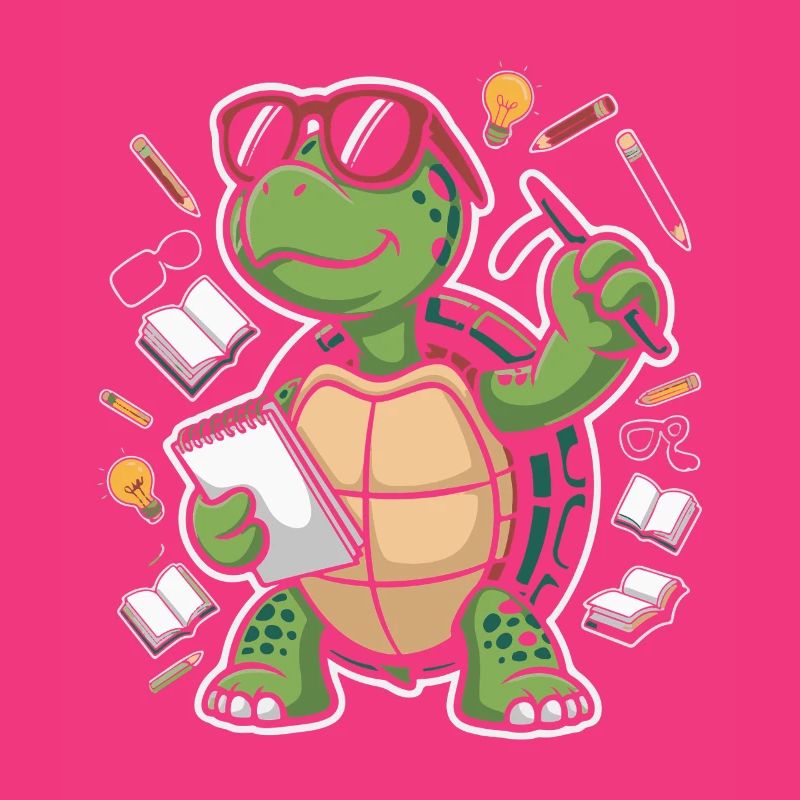 Learning turtle with glasses