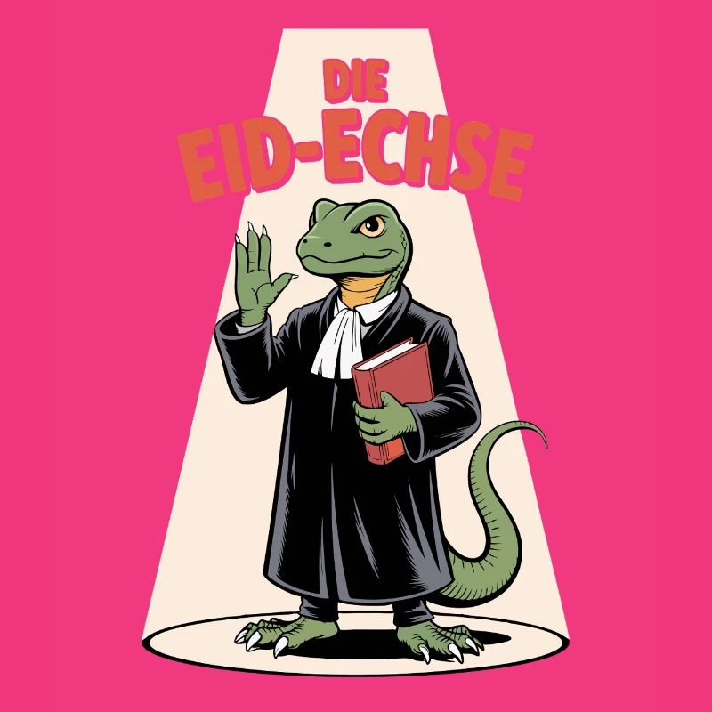 Die Eid-Echse im Richter-Look Cartoon