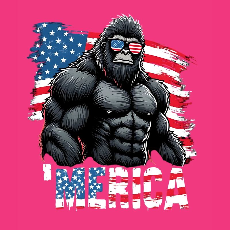 Gorille musclé avec drapeau